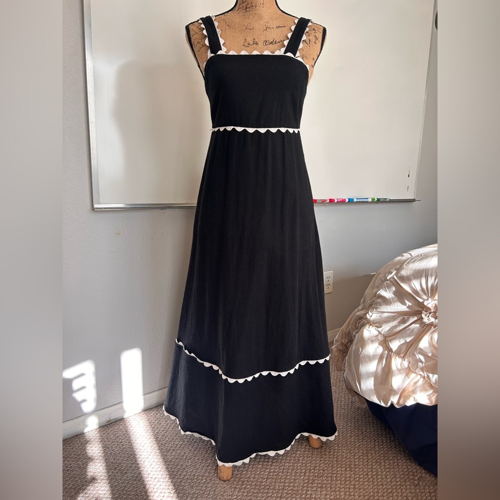 Cynthia Rowley Black Maxi Dress with White Accents